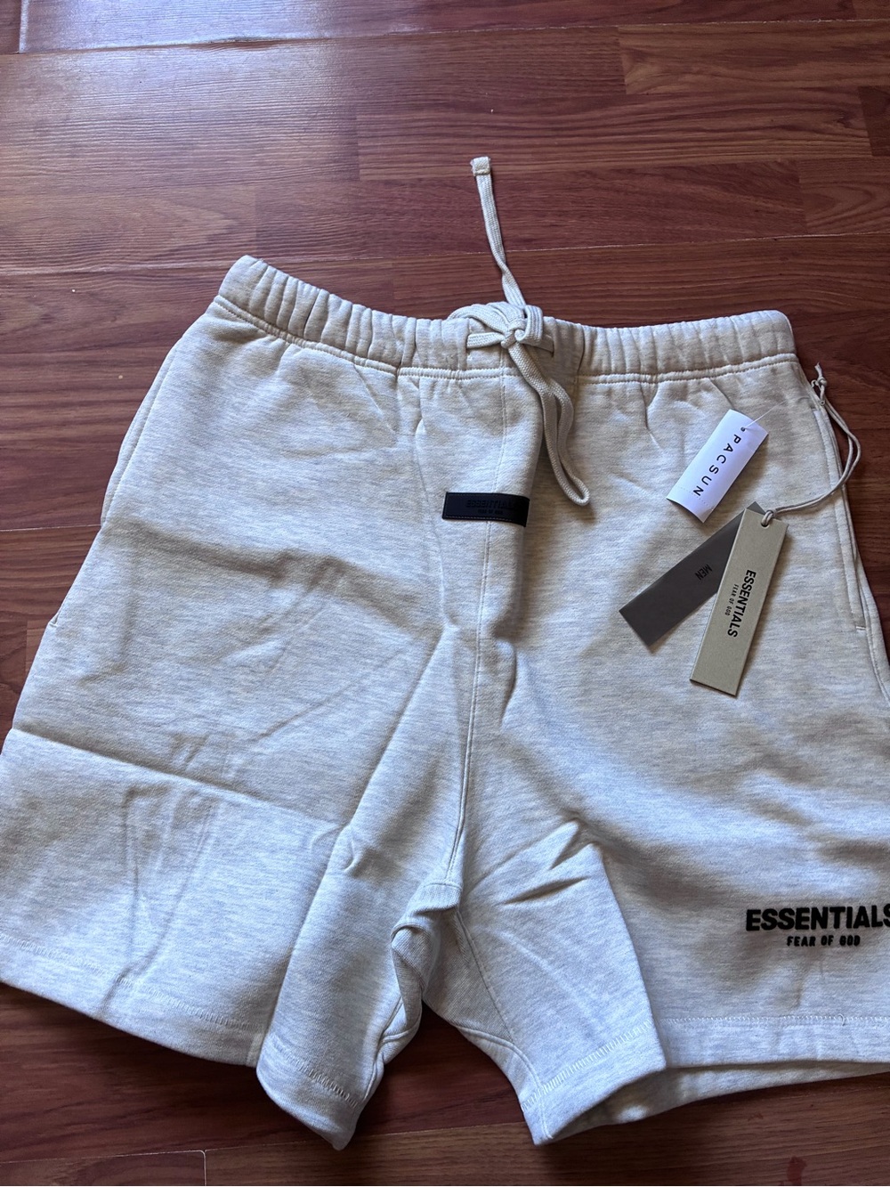 ESSENTIALS mens Cream Drawstring Sweat Shorts